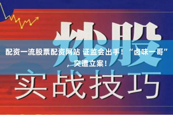 配资一流股票配资网站 证监会出手！“卤味一哥”，突遭立案！